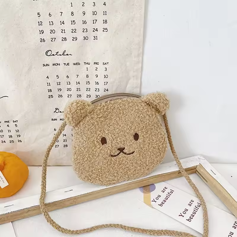 New Cartoon Bear Girls Plush Shoulder Bag Autumn Winter Cute Kids Messenger Bag Children 2025 Crossbody Bag - Image 3