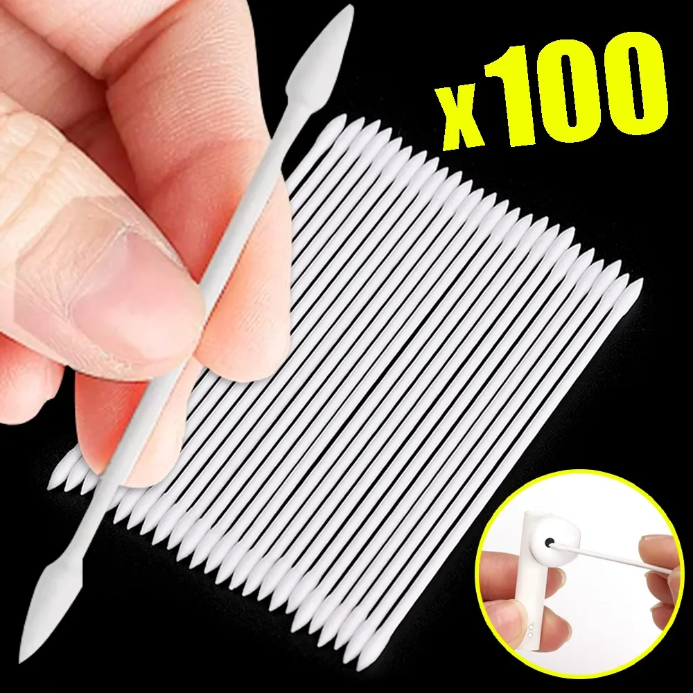 1-100Pcs Dust Free Disposable Cleaning Swab Cotton Stick for AirPods Earphone Keyboard Phone Charge Port Headphone Cleaner Tools — product photo 1 of 1