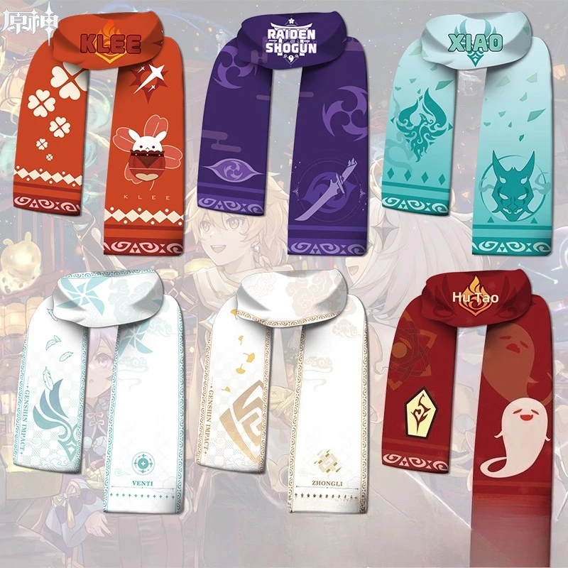 

Game Genshin Impact Scarfs Keqing Zhongli Venti Klee Furina Wanderer Hutao Raiden Shogun Qiqi Warm Scarf Cosplay Doujin Gifts