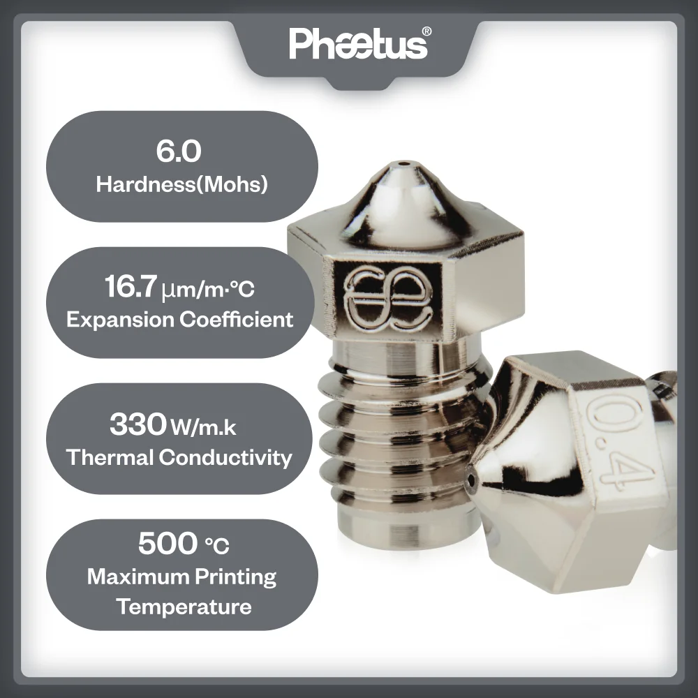 Phaetus E3D V6 Kupferbeschichtete Düse 1,75MM Filament für Voron 3D-Drucker V6 Hotend Dragon Hotend Rapido Hotend BMO BMS Dragonfly