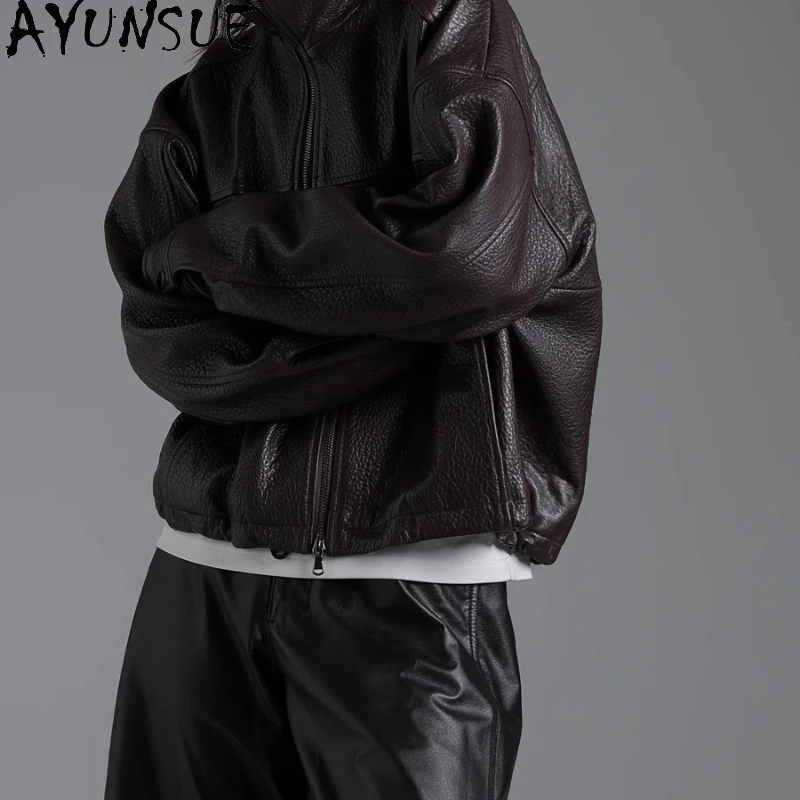 AYUNSUE Echtlederjacke Damen 2025, Schaffell-Ledermantel, Frühling und Herbst, Damenkleidung, neu in Oberbekleidung, Jaqueta De Couro