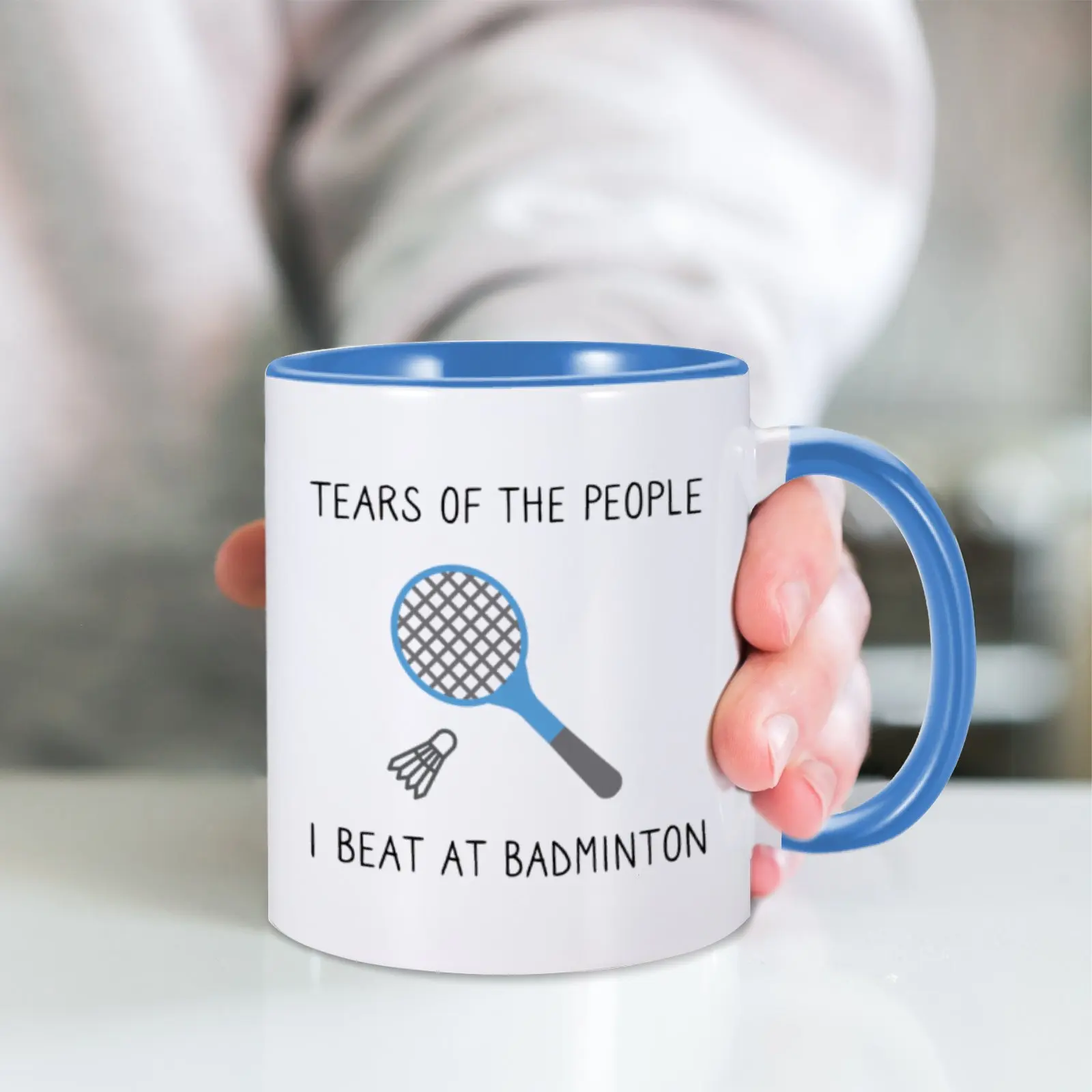 Tears Of The People I Beat At Badminton Ceramic Mug Sports Gift Funny Tea Cups for Team Badminton Lover Novelty Coffee Mugs