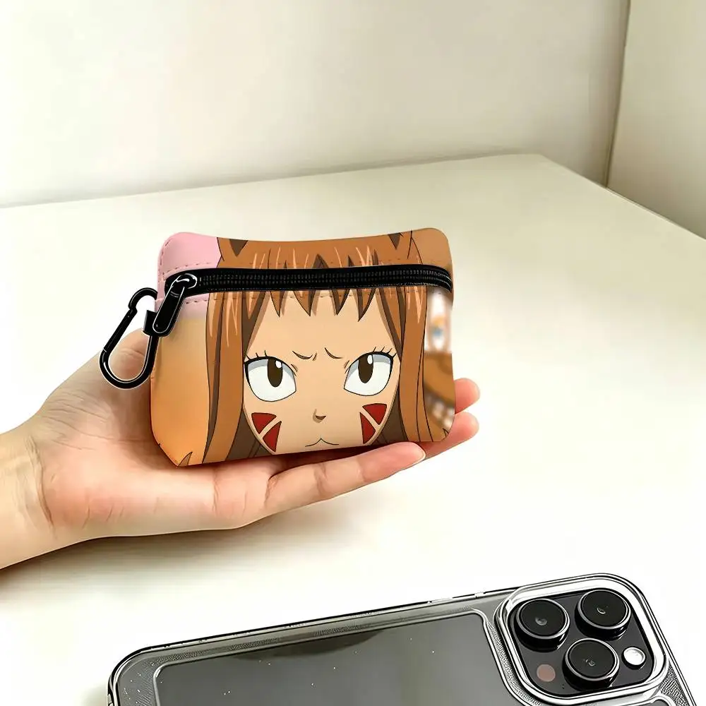 1pc Millianna Fairy Tail Coin Purse With Carabiner Hook Portable Key Card Wallet Small Zipper Storage Pouch