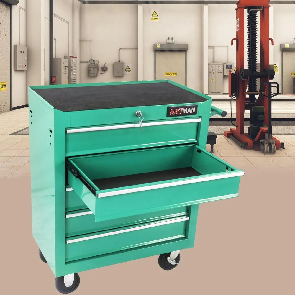 Carrello portautensili con 5 cassetti grandi su ruote, cassetta portautensili per organizer per carrello, cassetta degli attrezzi multifunzionale per riporre gli attrezzi per W