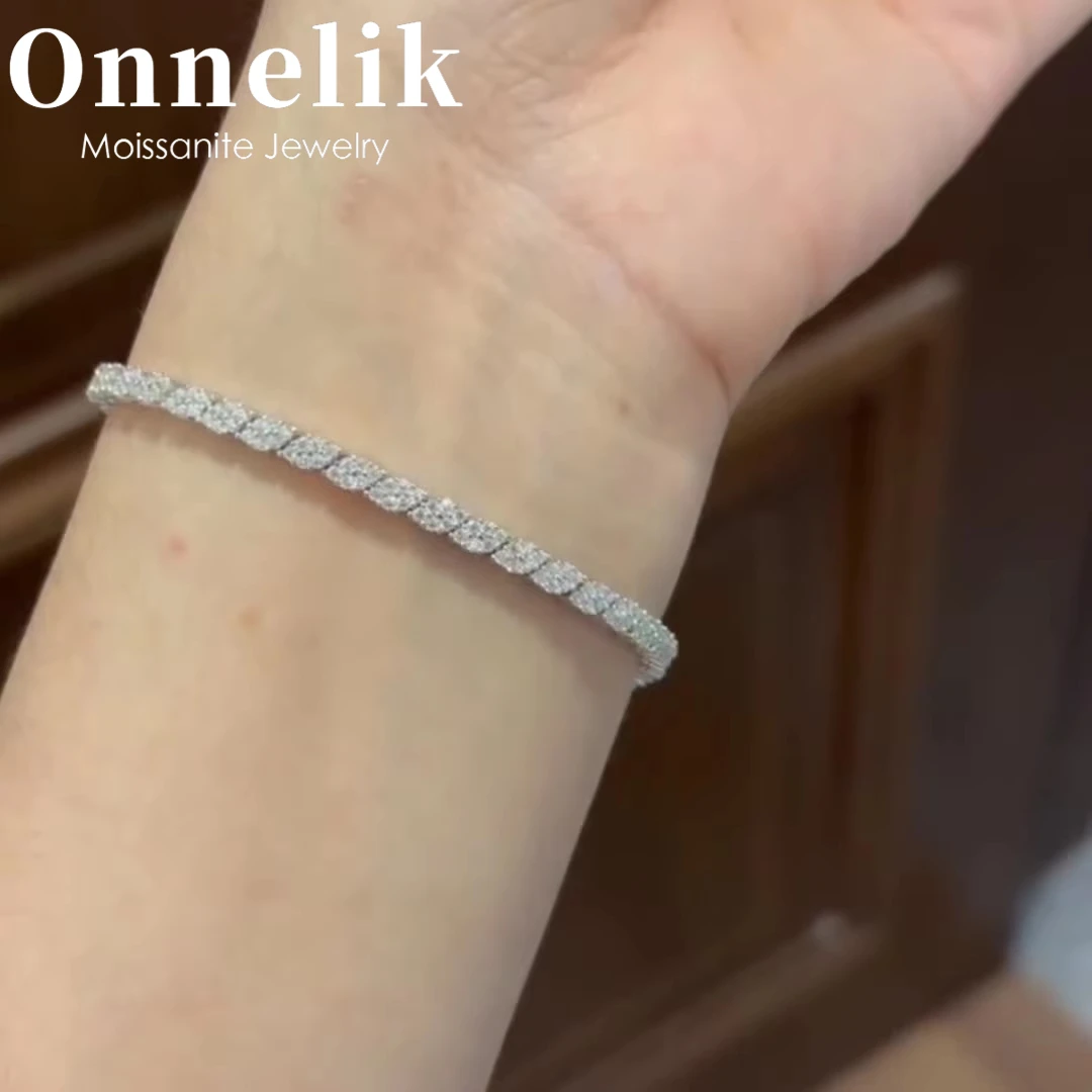 

Onnelik 925 Sterling Silver Full D Color Moissanite with GRA Prism Bracelet for Women High Quality Man Bracelets Luxury Jewelry