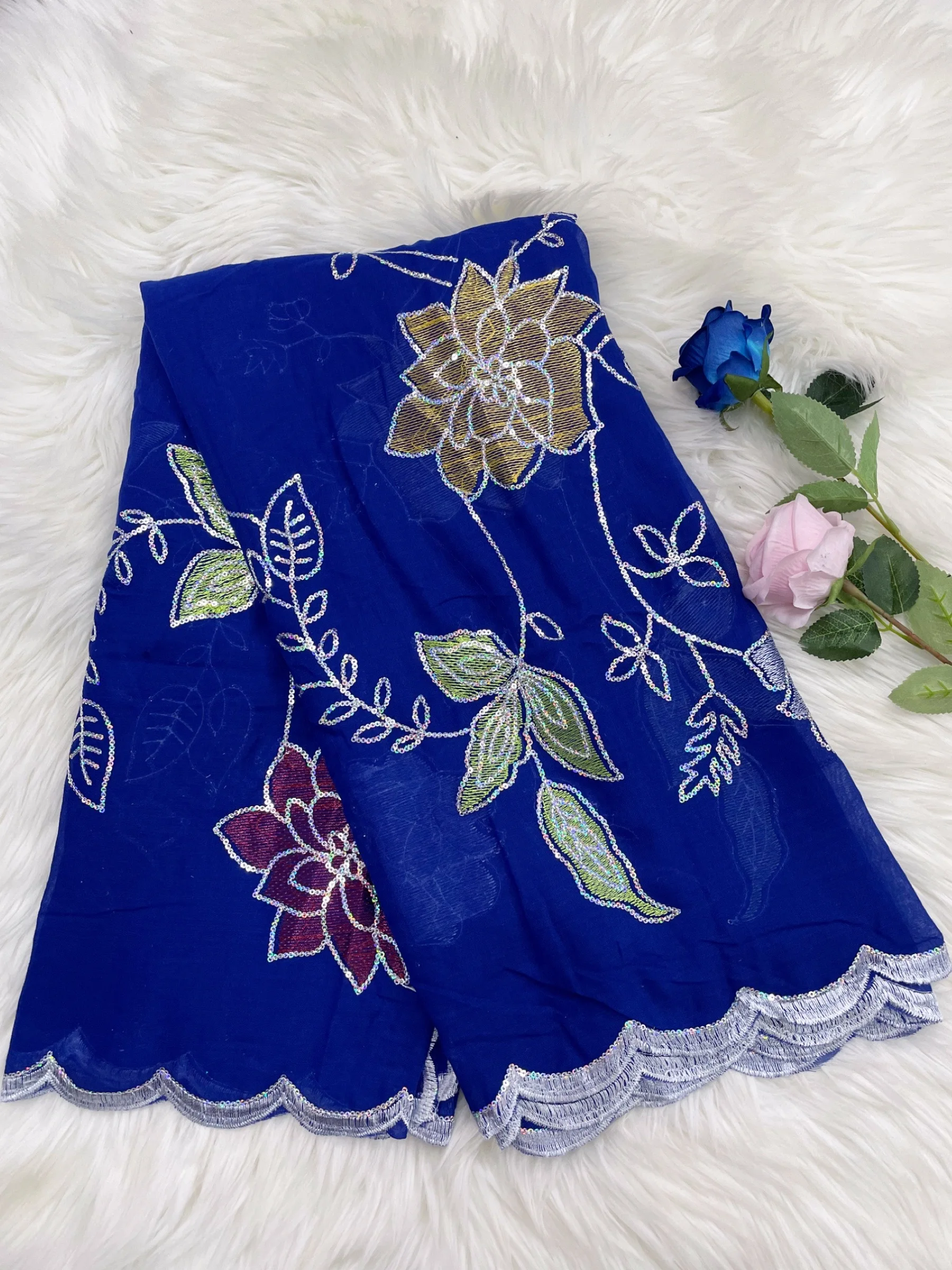 2024New High Quality  African Muslin Islamic Scarf Dubai Ramadan Cotton Hijab Pashmina Multicolor Embroidered Soft  Women Wraps