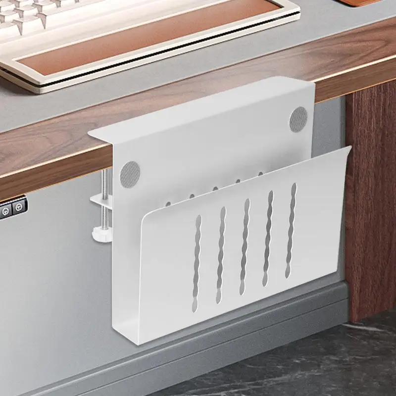 ที่หนีบบนโต๊ะจัดระเบียบอะลูมินัมอัลลอยยึดบนชั้นวางแล็ปท็อปไม่เจาะขาตั้งแล็ปท็อปแบบลอยอยู่ใต้โต๊ะหนีบบน