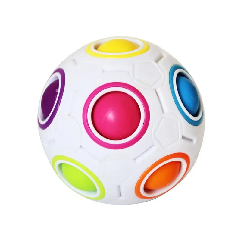 Children Rainbow Ball Cube 12 Holes Decompressed Intelligence Toys Press Fun Magic Ball Adults Puzzle Magic Pressing Toys