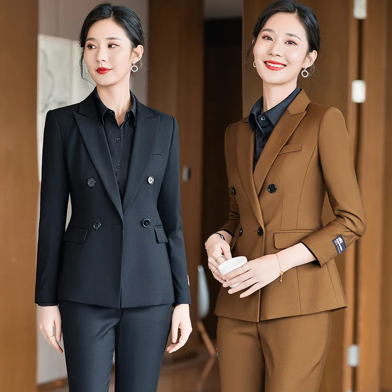 

High-End Double Breasted Business Women's Clothing Autumn and Winter New Long Sleeve Suit Suit Hotel Manager Building Sales Depa