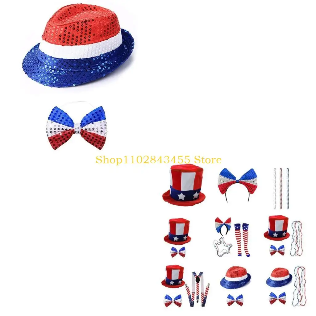 49MC Independance Day Uncle-Sam Costume Set Cosplays Accessory for Gilrs Women
