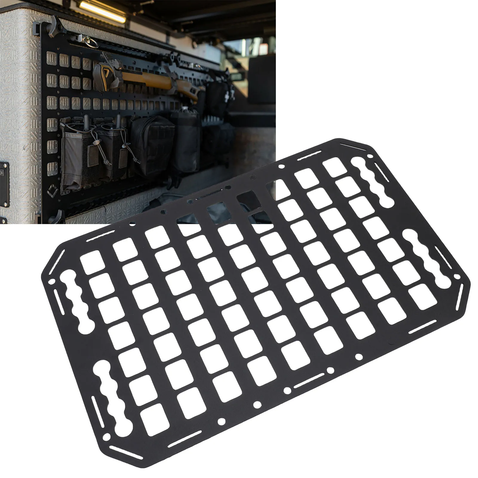 

Truck Bed Molle Panel Aluminium Alloy Multifunctional L Track Storage Organizer for Car SUV RV