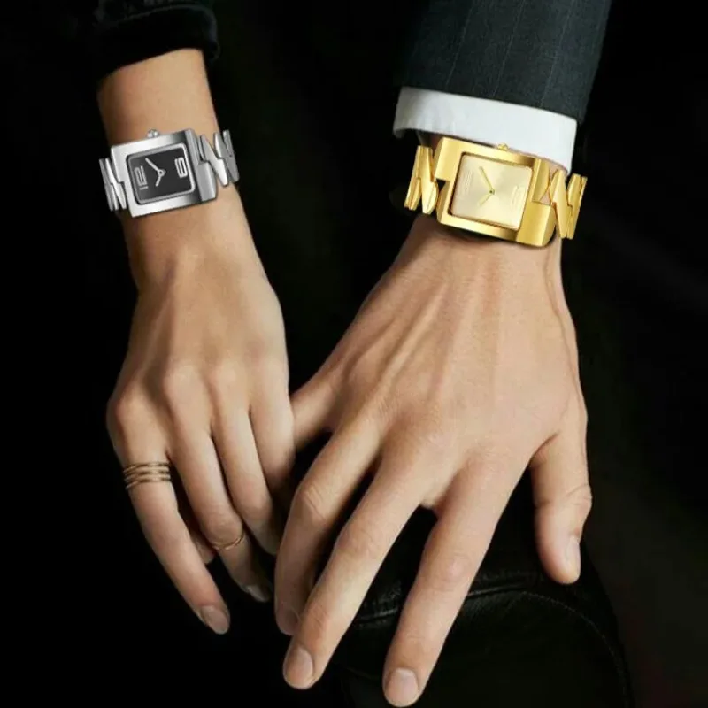 【Hot】Retro Square Couple Quartz Watch Second-hand Bracelet Watch Temperament Light Luxury Fashion