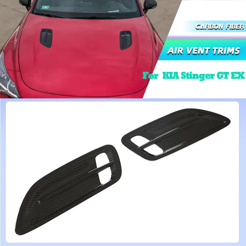 

Вентиляционные отверстия для капота и крыльев из сухого карбона (препрег) для KIA Stinger GT EX Hatchback 2018-2023, гоночные воздухозаборники, защита от пыли, элементы обвеса