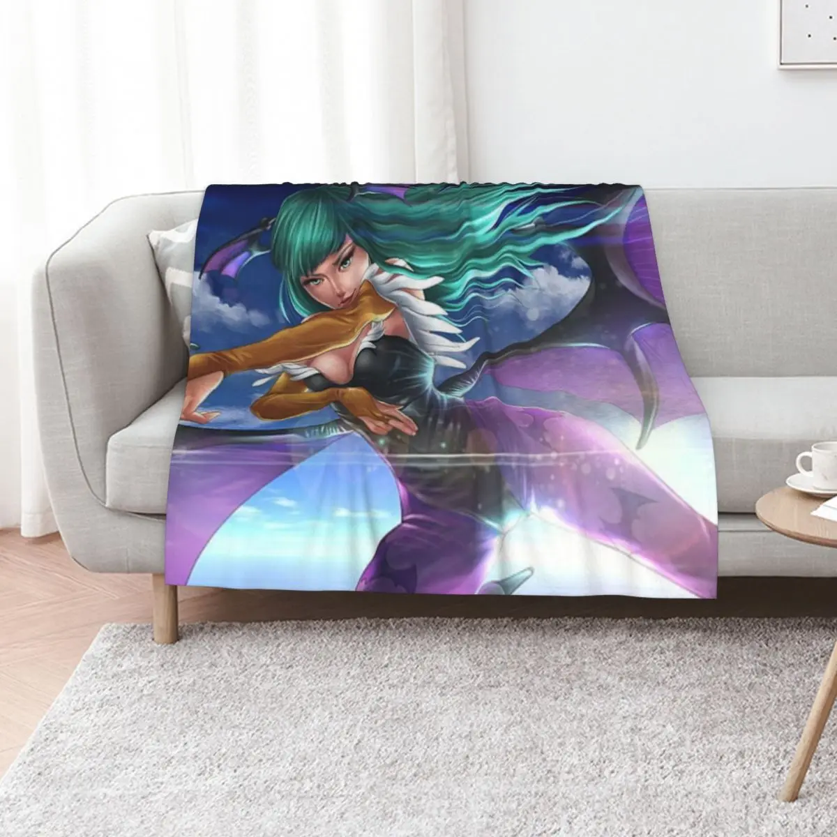 

Cute Morrigan Aensland Throw Blanket funny gift cosplay anime Retros warm for winter Blankets