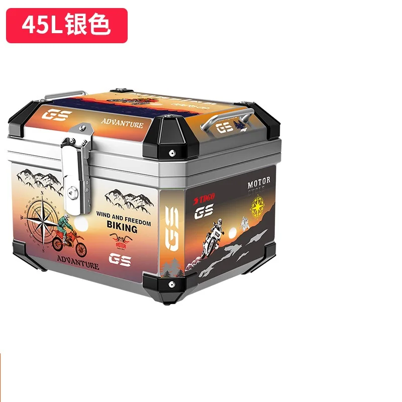 

45L Large motorcycle super capacity battery calf tool trunk, general non-aluminum alloy rear trunk