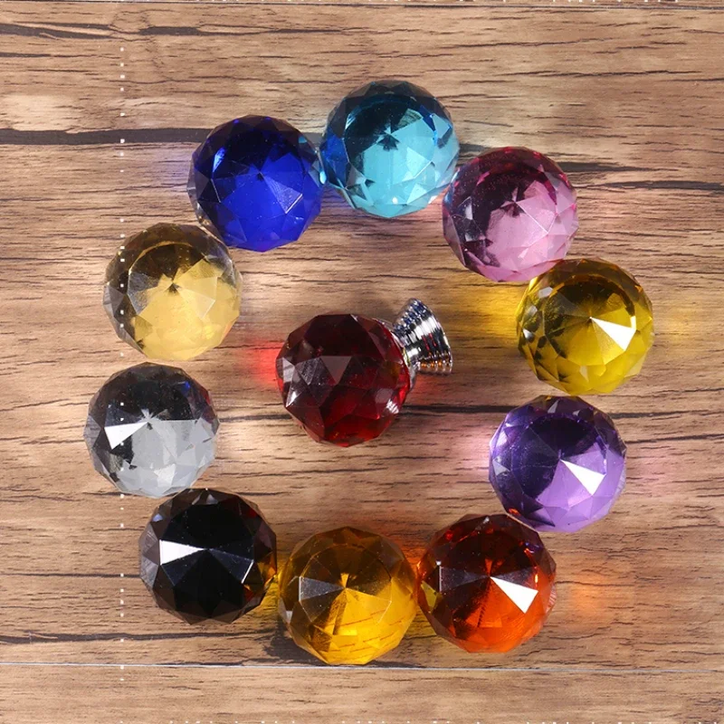 Light Luxury Crystal Ball Glass Handle European Modern Cabinet Drawer Wardrobe Bathroom Door Handle