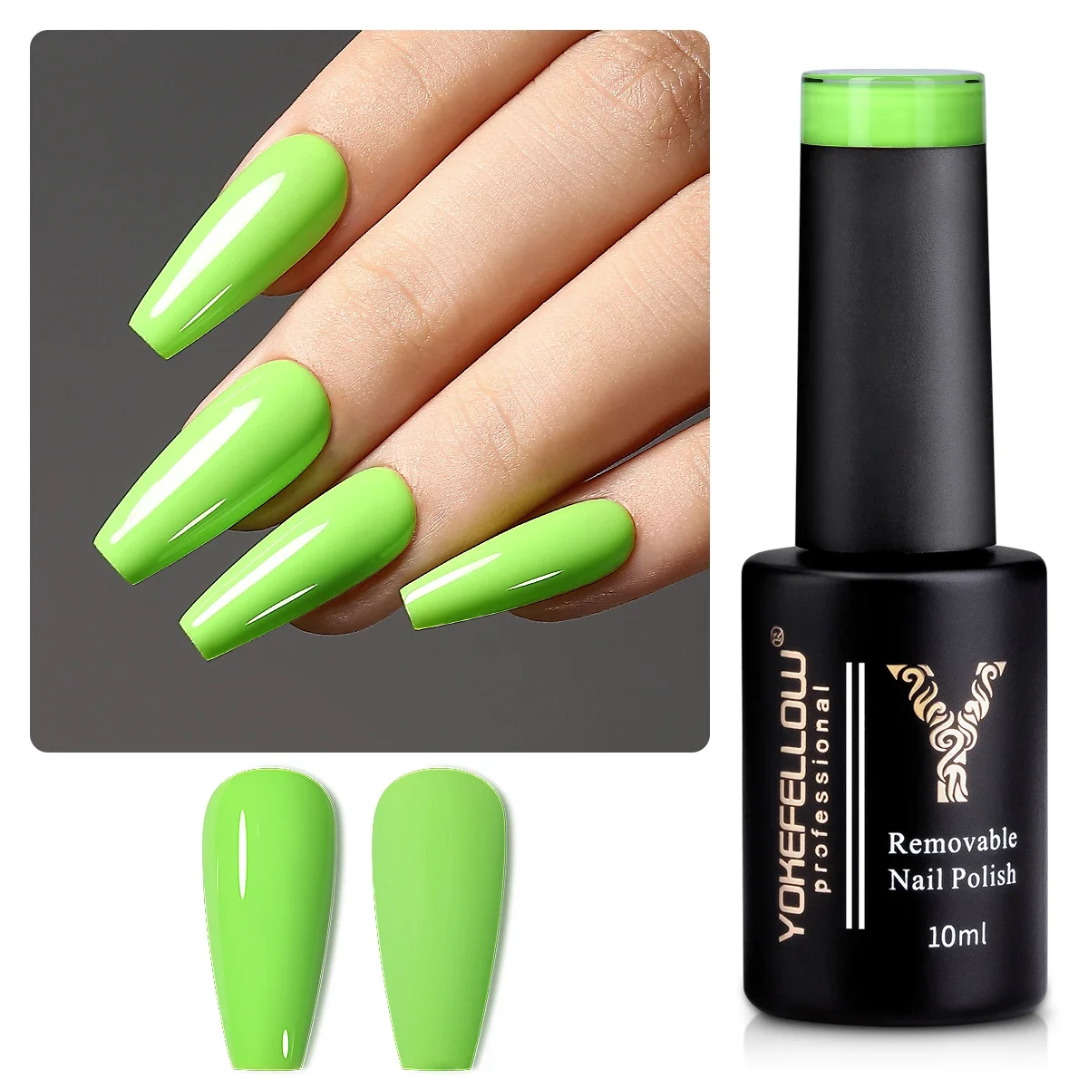 YOKEFELLOW Gel Nail Polish 10ml AB028 Milky White Neon Green Color Gel Varnish Soak off Gel Polish Nail Art Semi Permanent Nail