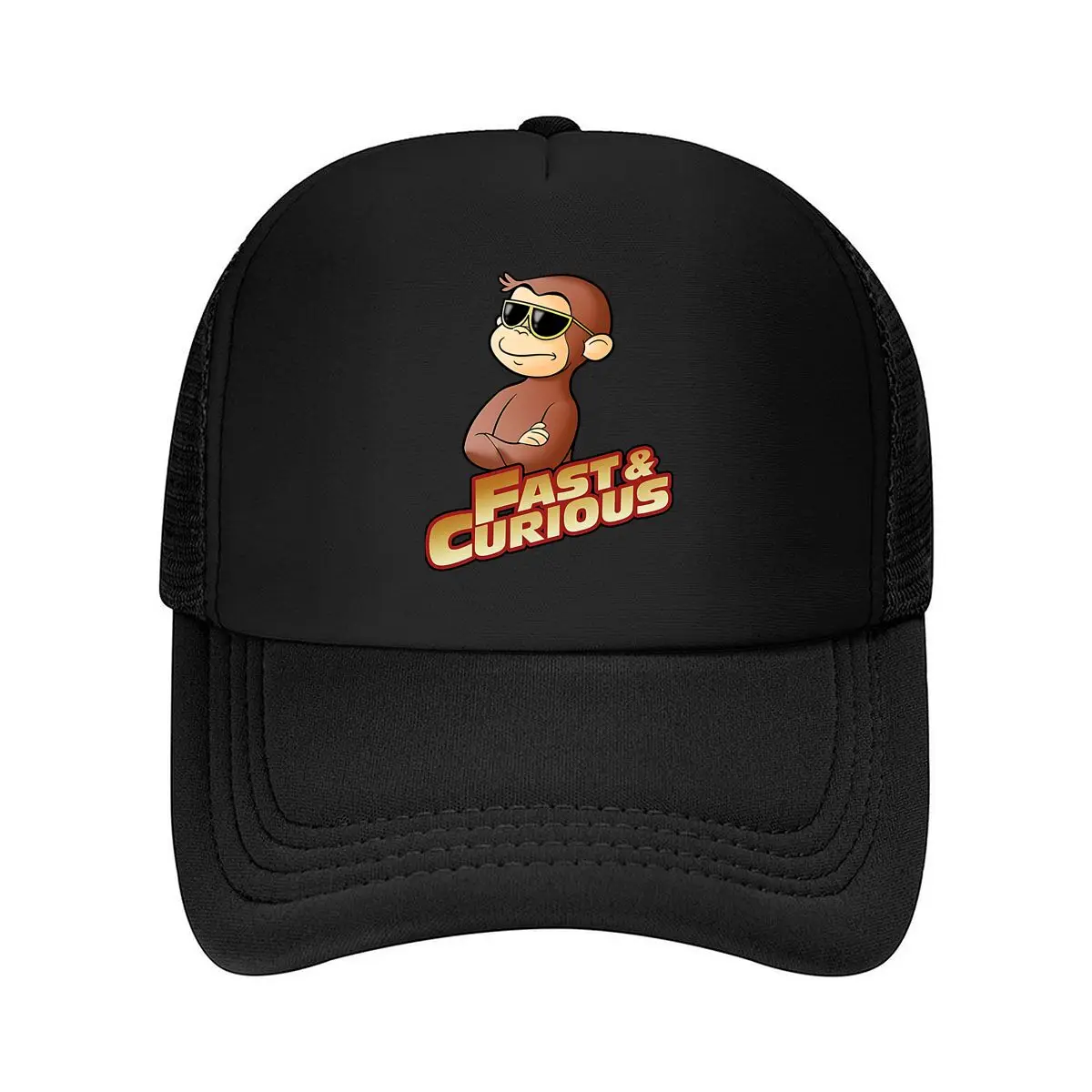 Fast Curious Playful - Inspired, Monkey Character Design Mesh Baseball Cap