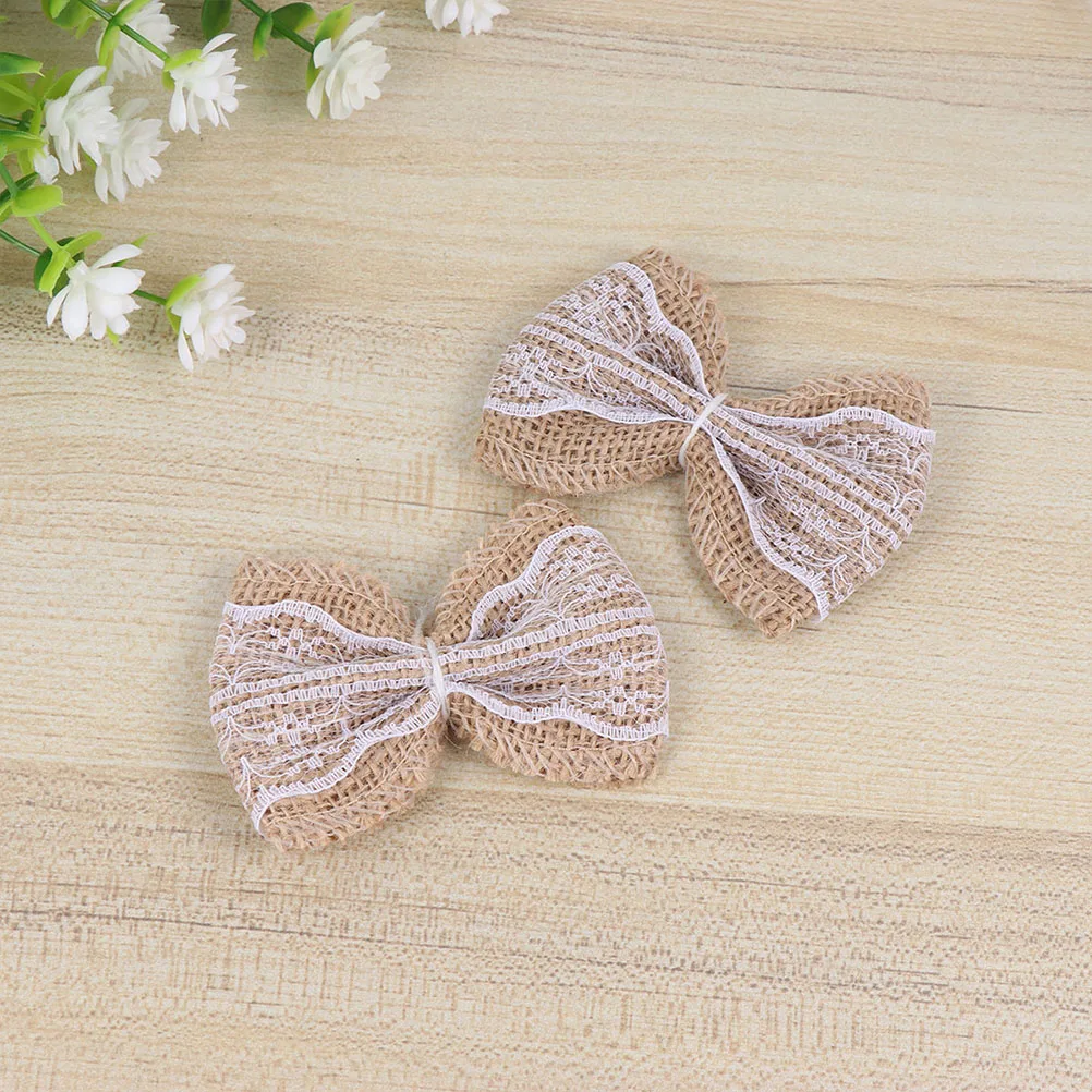 

16 pcs Festival Party Decoration Jute Cloth Flower Bow Diy Craft Burlap Decorative Accessories Wedding Bridal Brooch Pin