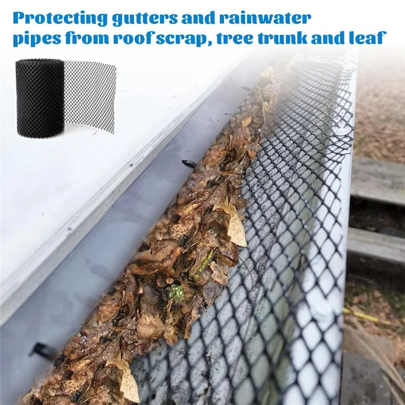 

B62B-4Pack Gutter Guard Mesh Rolls 20 Feet Gutter Leaf Guards With 40 Clip Hooks, DIY Rain Gutter Covers Preventing Leaves