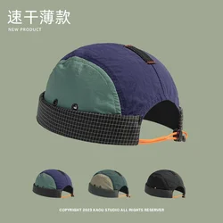 Vintage 5-panel Splicing Quick-drying Melon Fur Hats for Men Summer Thin Casual Versatile Harajuku Quick-drying Beanies Cap