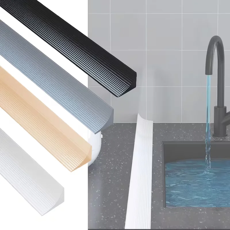 

1 шт. 1/2 м силиконовый водозащитный барьер для ванной, заглушка для воды, гибкая защитная полоса для кухонной столешницы, разделение сухого и влажного пространства