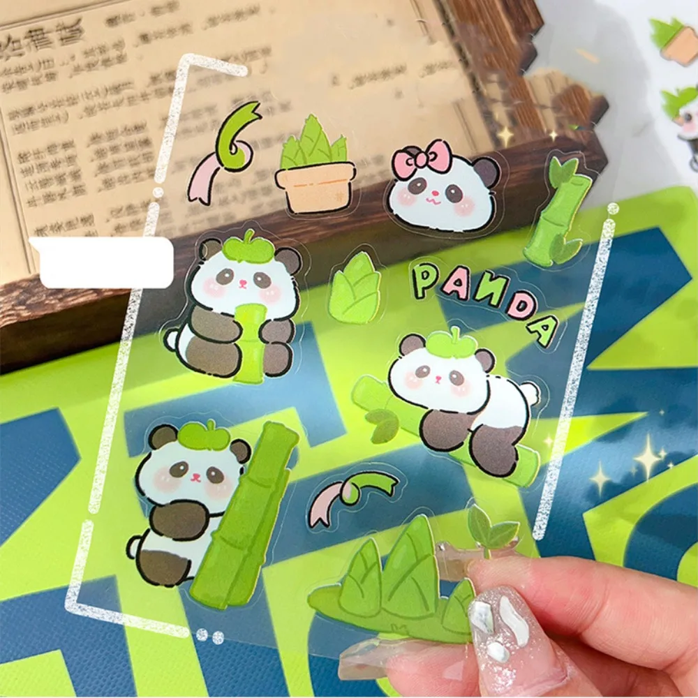 Waterproof Panda Stickers Reusable Self-Adhesive Cartoon Panda PET Stickers PET Creative Panda Animal Graffiti Sticker Handbook