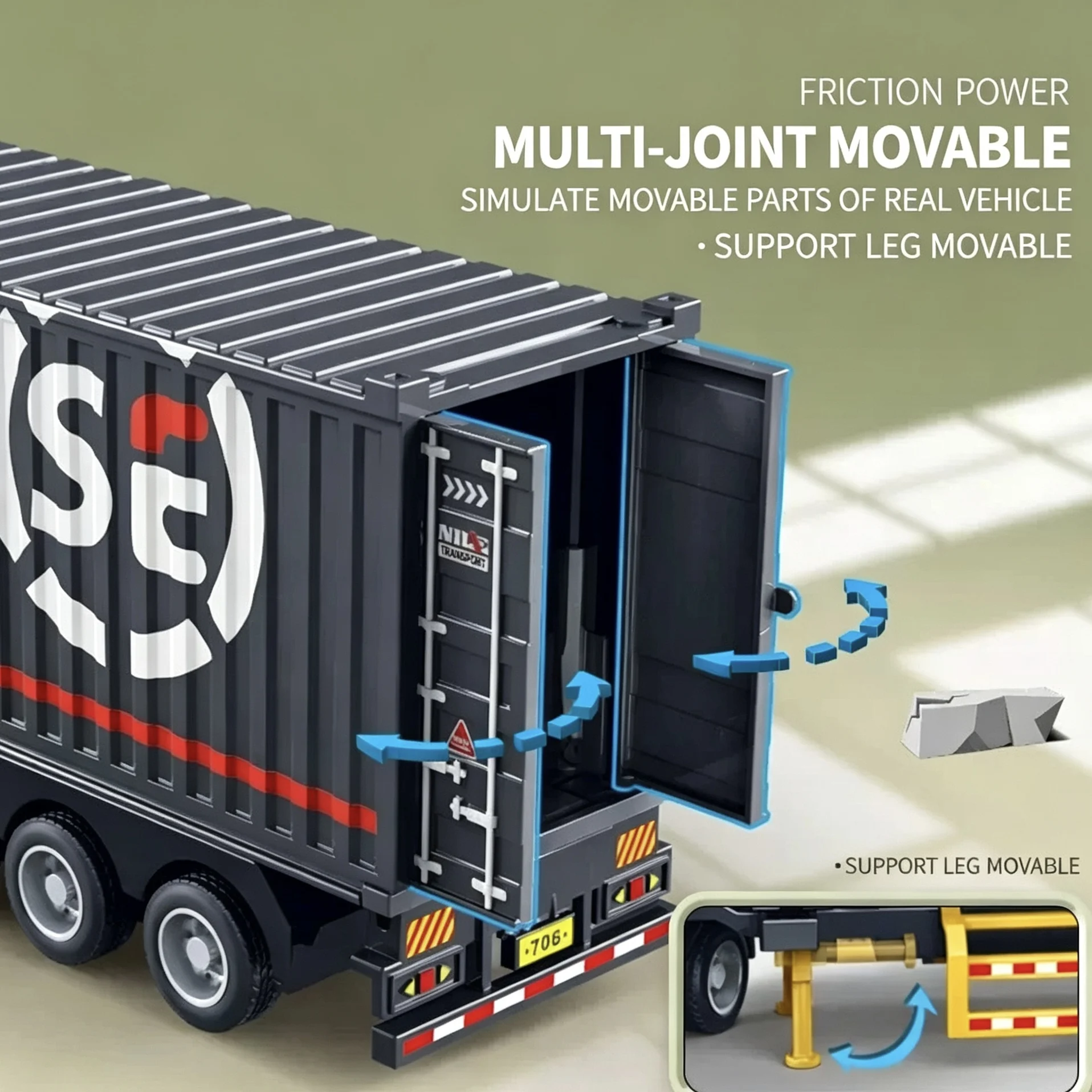 1pcs Inertial Imitation Express Container Truck Model Car cartoon Heavy Container Truck Engineering Large Truck Detachable Toy