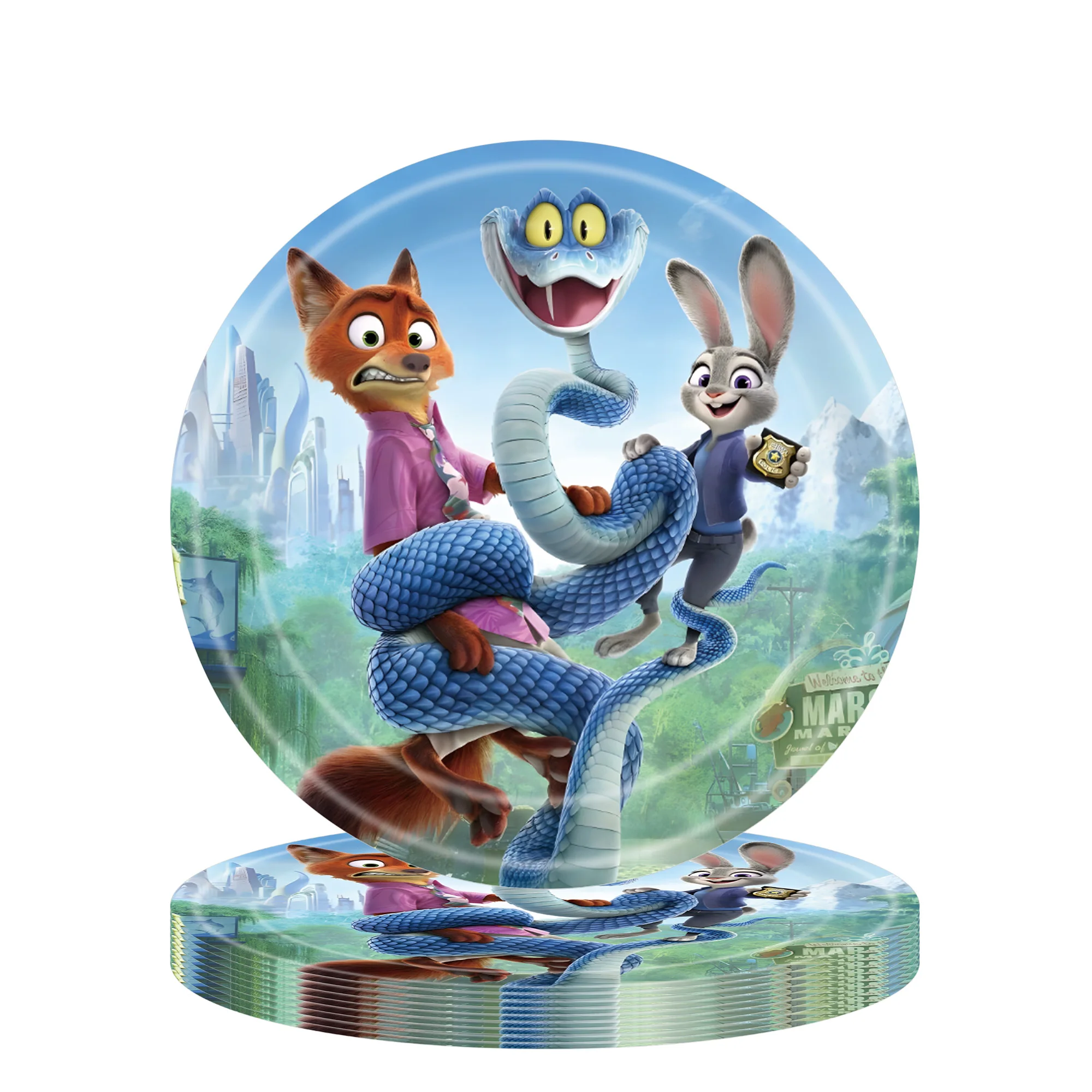 Cartoon Zootopia Geburtstagsparty-Set Einweg-Tischgeschirr Judy Tischdecke Becher Teller Servietten Ballon Babyparty Nick Gastgeschenke – Detail 7