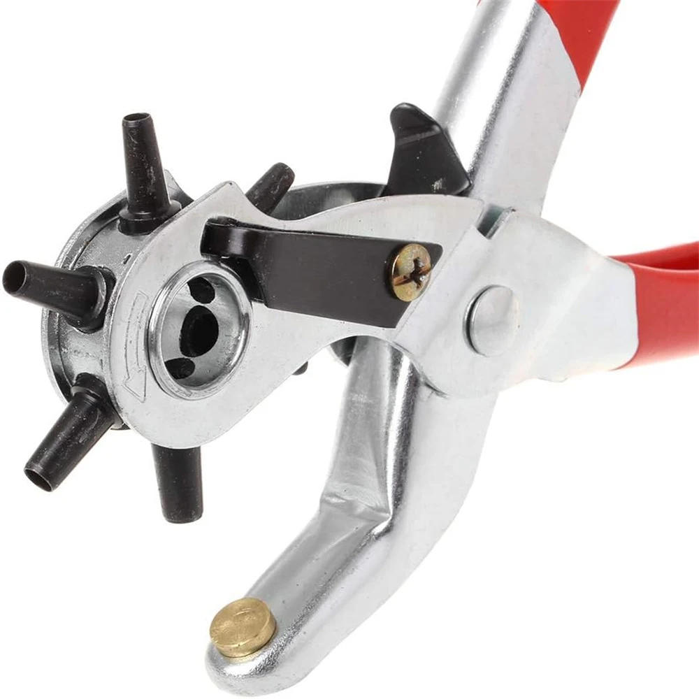 Leather Punch Drill Pliers Belt Hole Eyelet Sewing Machine Home Bag Tool Belt for Home Use - Red with Silver