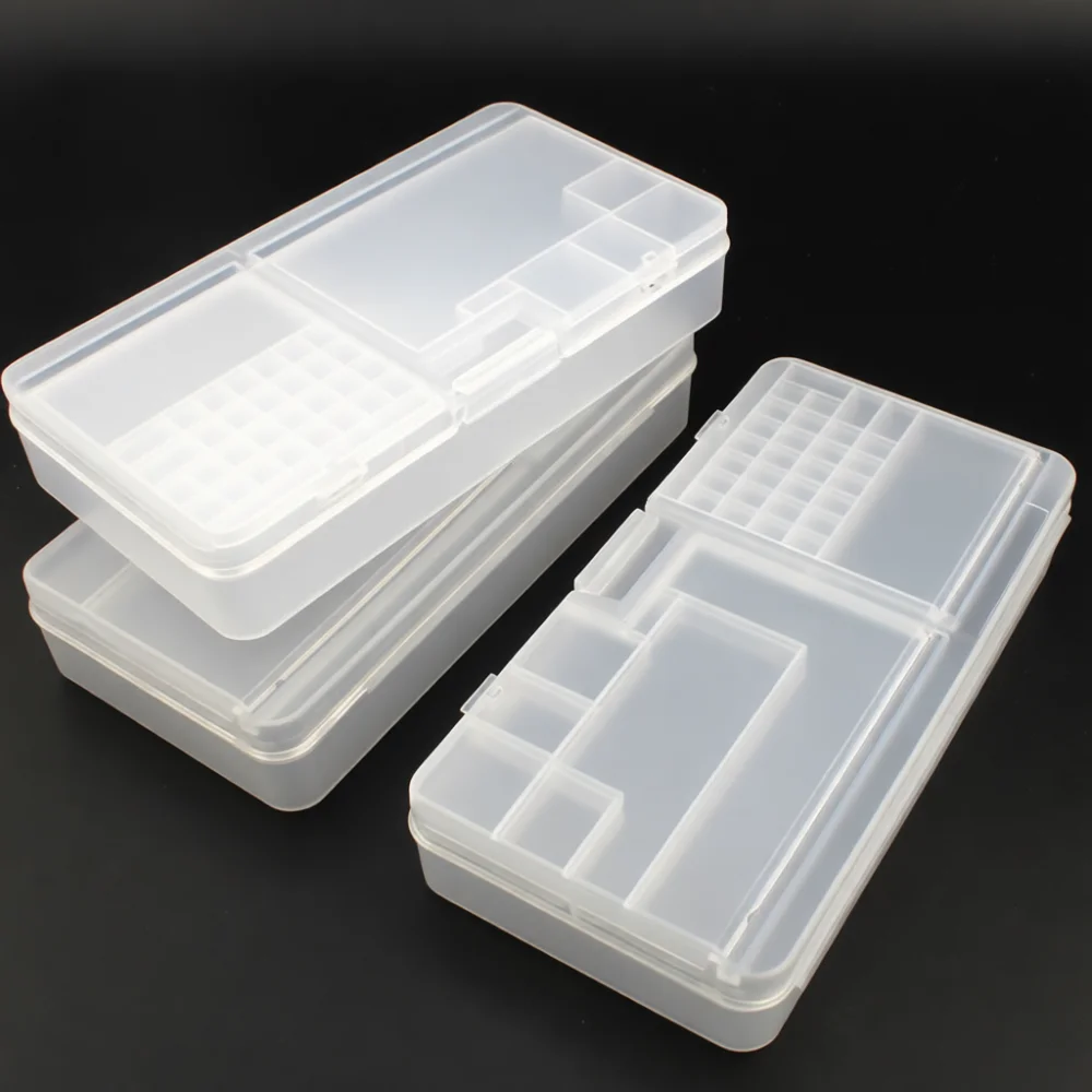 Divided Compartment Storage Box Transparent Plastic Case For Small Items Phone Maintenance Accessory Tools Desktop Organizer