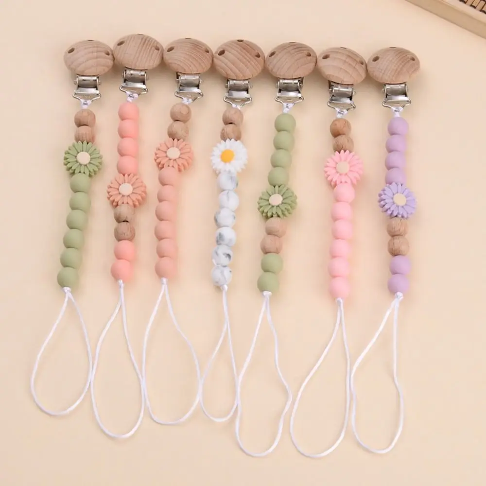 Soother Holder Pacifier Holder Clips Dummy Clips Flowers Baby Pacifier Chain Adjustable Anti-lost Baby Teething Toys Straps