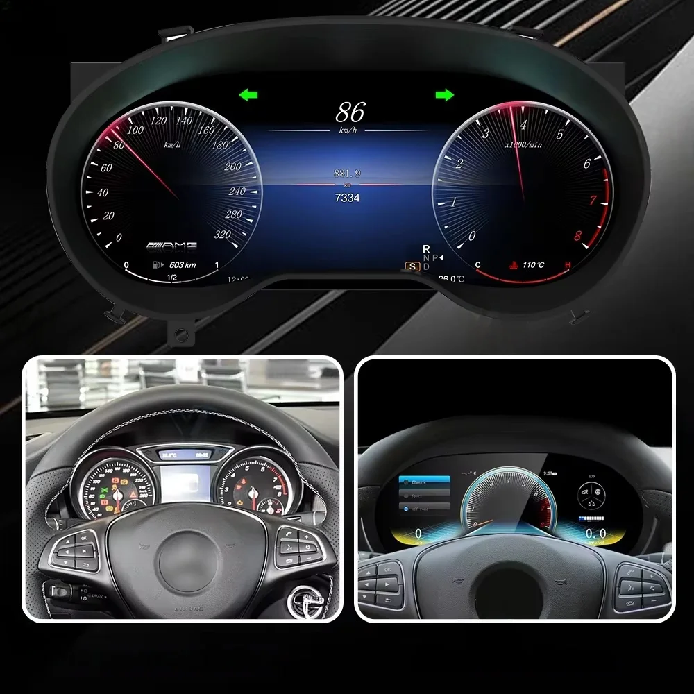 AFJ New Car LCD Digital Cluster For Benz A Class W176 GLA X156 CLA C117 Virtual Cockpit SpeedMeter Dash Screen Instrument Panel