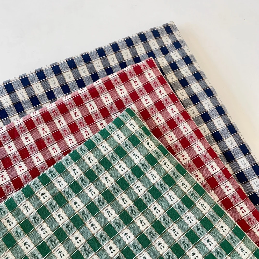 140x50cm New Embroidery Fruit Plaid Fabric Dress DIY Clothing Tablecloth Pillowcase Shirt Fresh Style Sewing Cloth