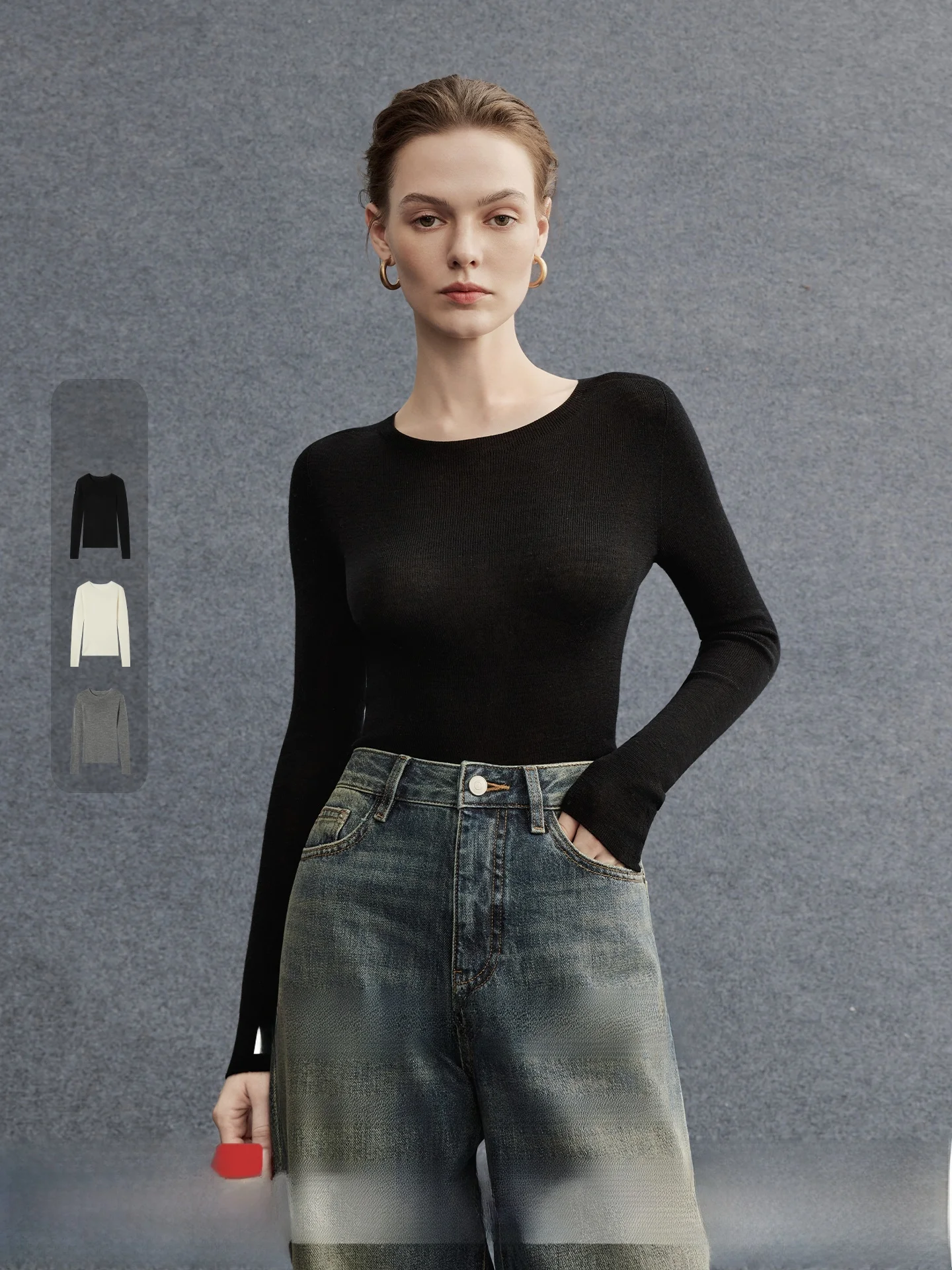 

Тонкая цельная базовая футболка Miiine Sl из 60-ниточной тонкой шерсти Янчжоу, машинная стирка, круглый вырез, облегающий крой, для ношения под одеждой