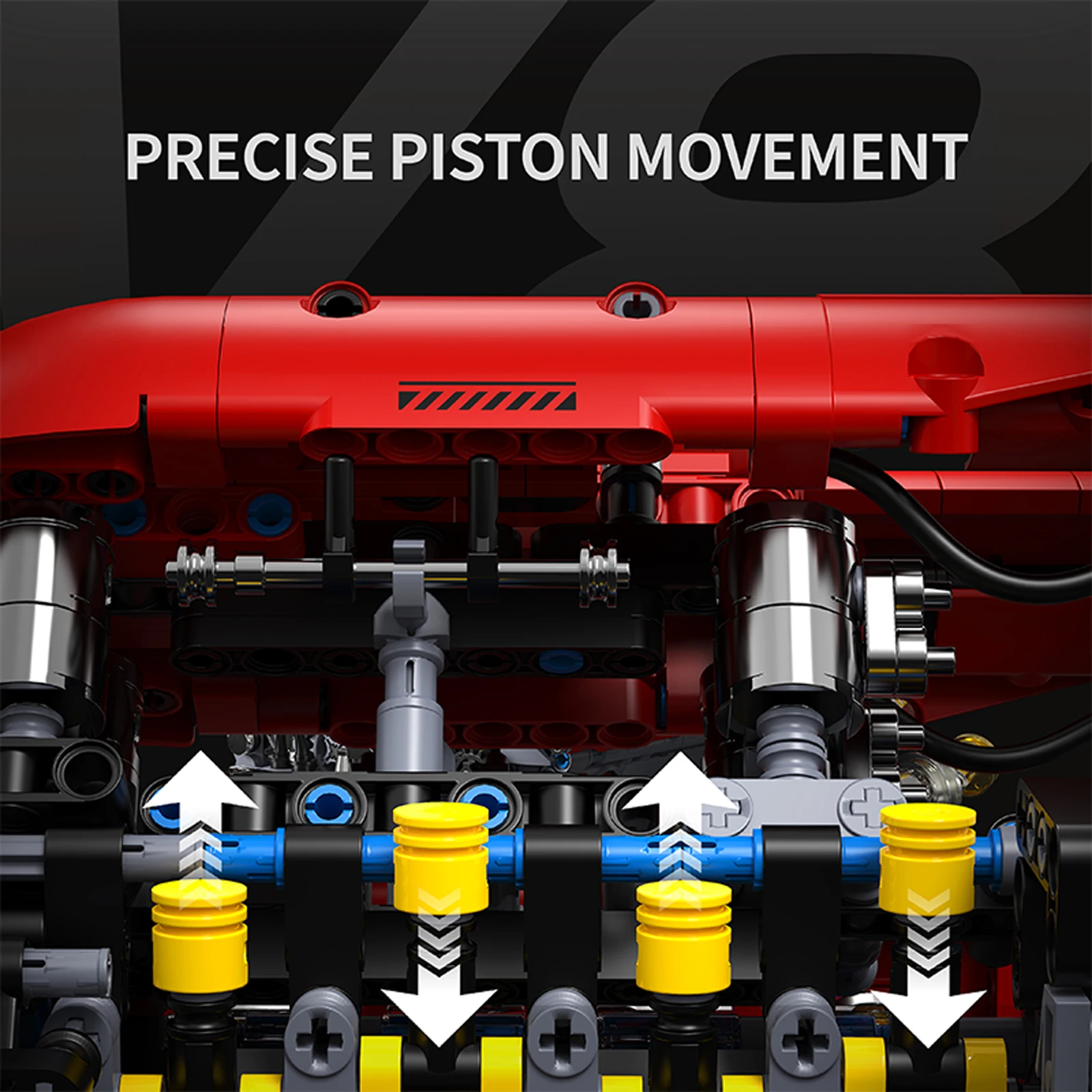 ชุดตัวต่อรถยนต์ T5011 1370 ชิ้น เครื่องยนต์ V8 Turbo แบบไฟฟ้า สำหรับผู้ใหญ่ ประกอบเอง