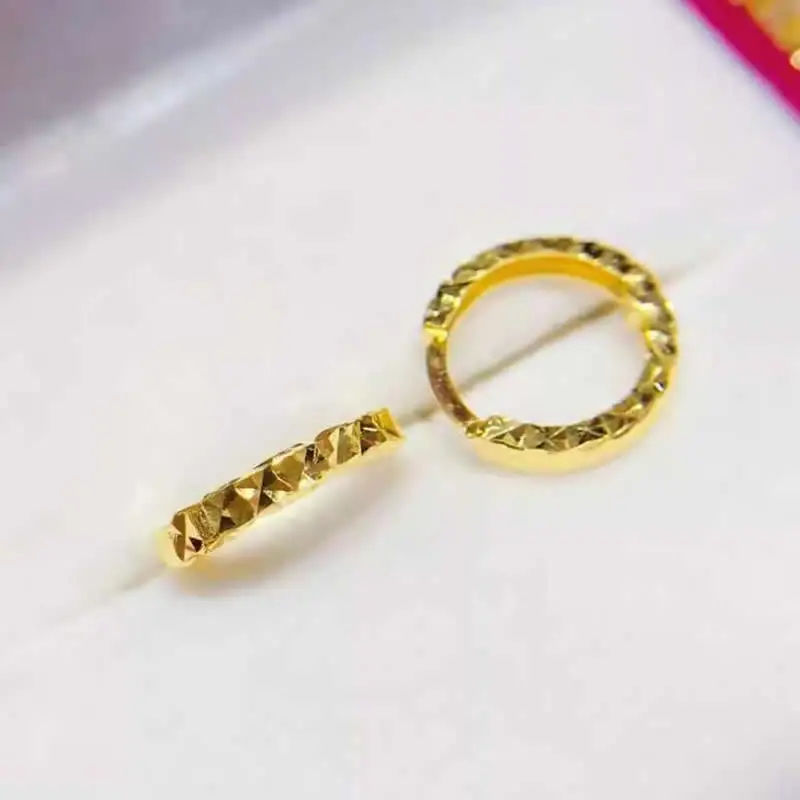 Pure 24K Yellow Gold Earrings Women 999 Gold Hoop Earrings