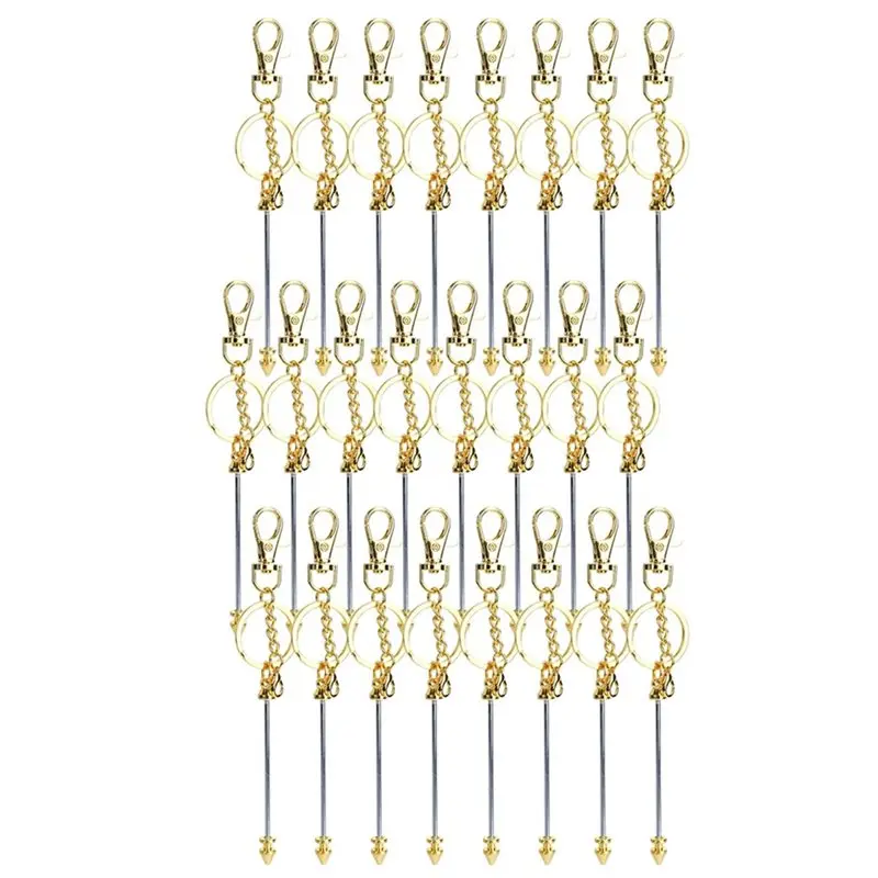

A88E-Beaded Keychains Making Kit 24Pcs Beadable Keychain Bars Blank Item For DIY Crafts Jewelry Creation