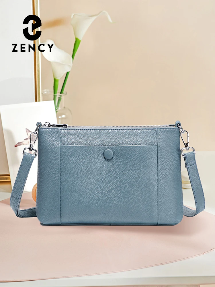 Zency Small Roomy Shoulder Handbag Daily Crossbody Bag for Women100% Genuine Leather More Pockets Bolsa 9 Color Spring Summer