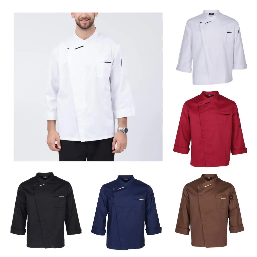 

Unisex Chef Jacket Uniform Breathable Chef Coat Poly-cotton Kitchen Shirt with Pockets for Restaurant Hotel