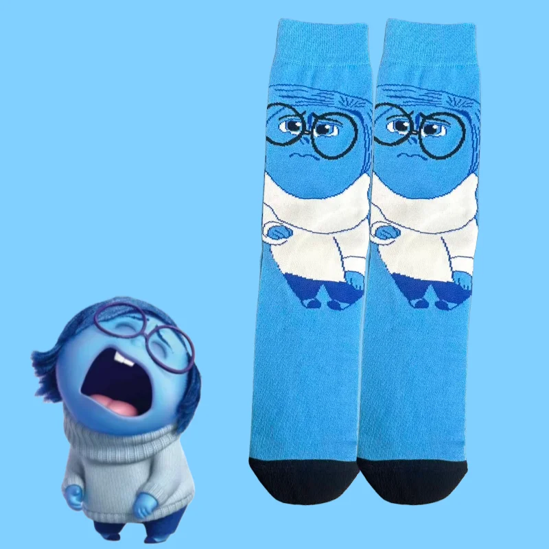 1/5 paia di calzini al ginocchio carini con personaggi dei cartoni animati Disney's Inside Out unisex