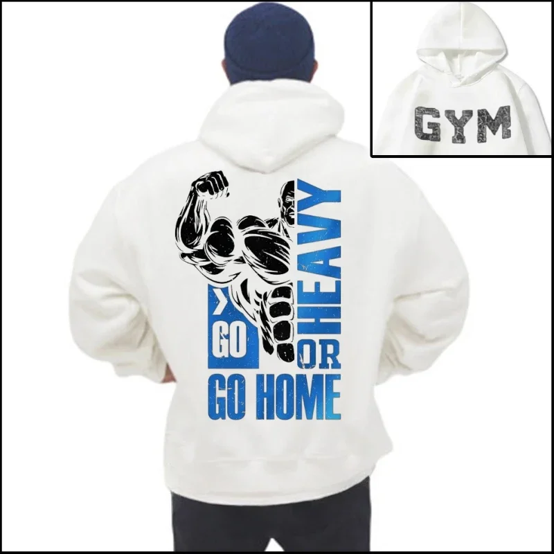 Autumn Winter Fashion Best-selling Muscle Print Men Women Hooded Sweatshirt Daily Outdoor Fitness Casual Loose Warm Sportswear