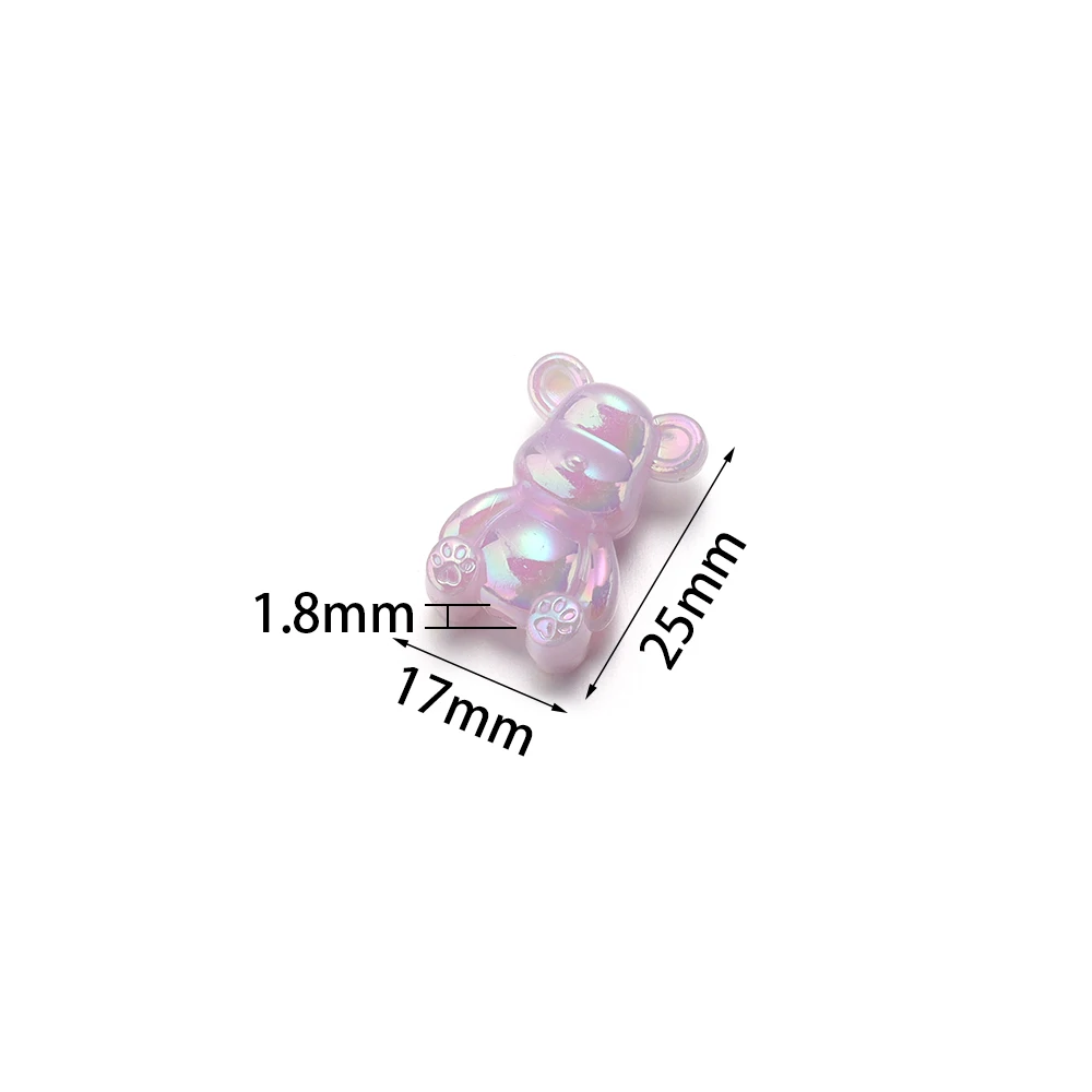 10pcs 17x25mm Acrylic Bear Beads Animal Candy Color Loose Spacer Beads for Jewelry Making Bracelet Necklace DIY Accessories