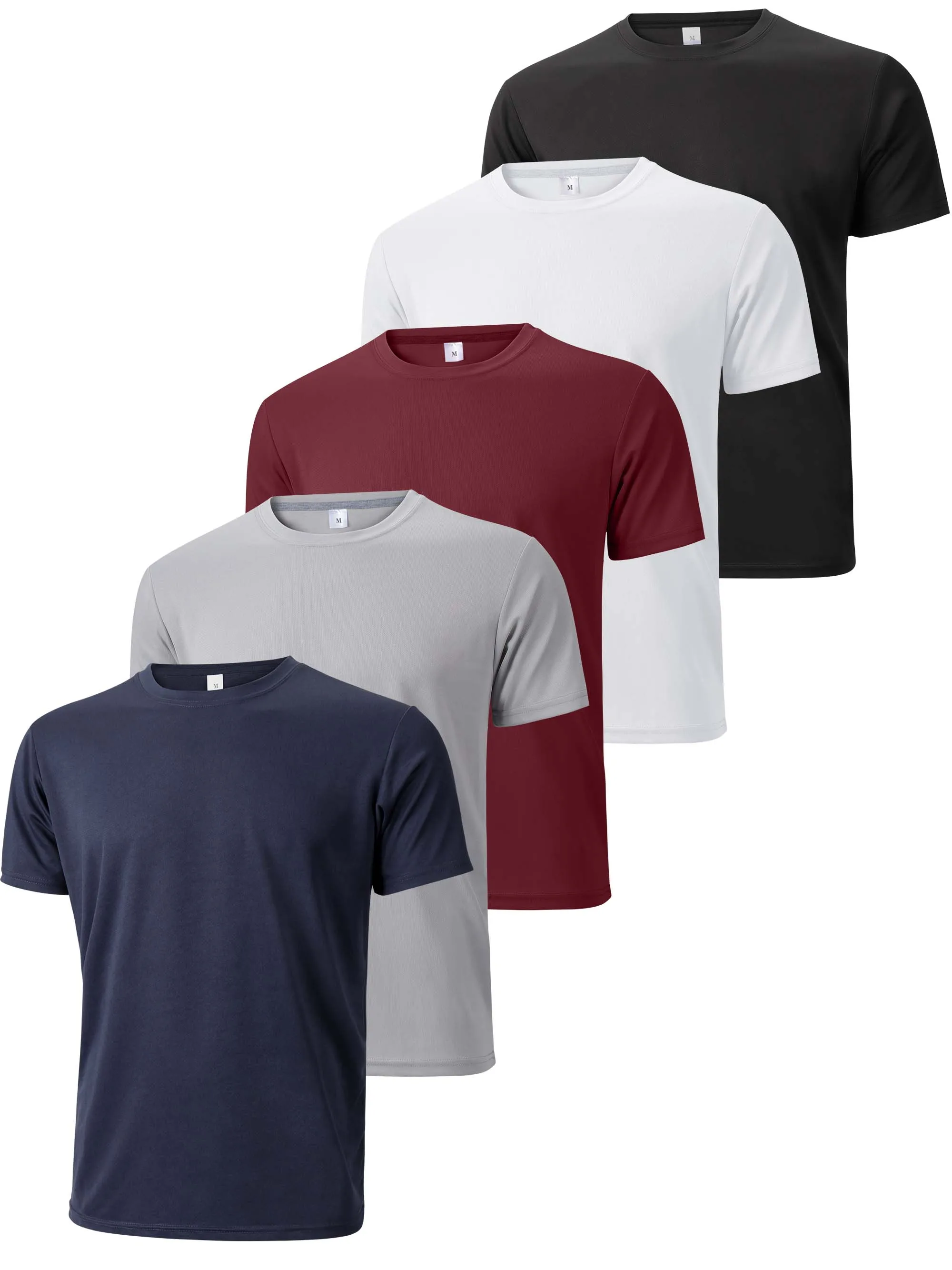 5 Pack Men\'s  Tshirt Dry Fit Shirts Moisture Wicking Quick Dry Mesh Tee Gym T Polyester Athletic Crew Short sleeve  Workout Run