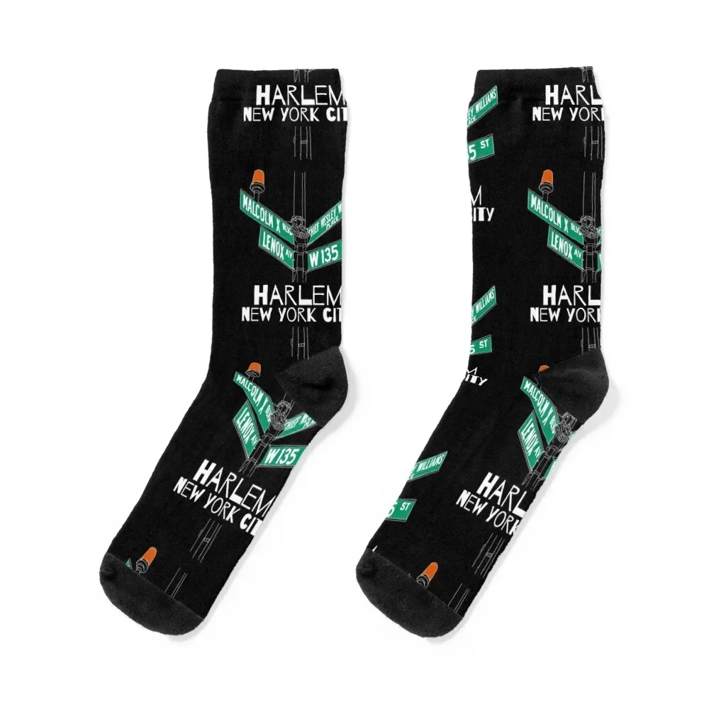 

Harlem New York Street Sign Socks Running Crossfit aesthetic cool Socks Female Men's