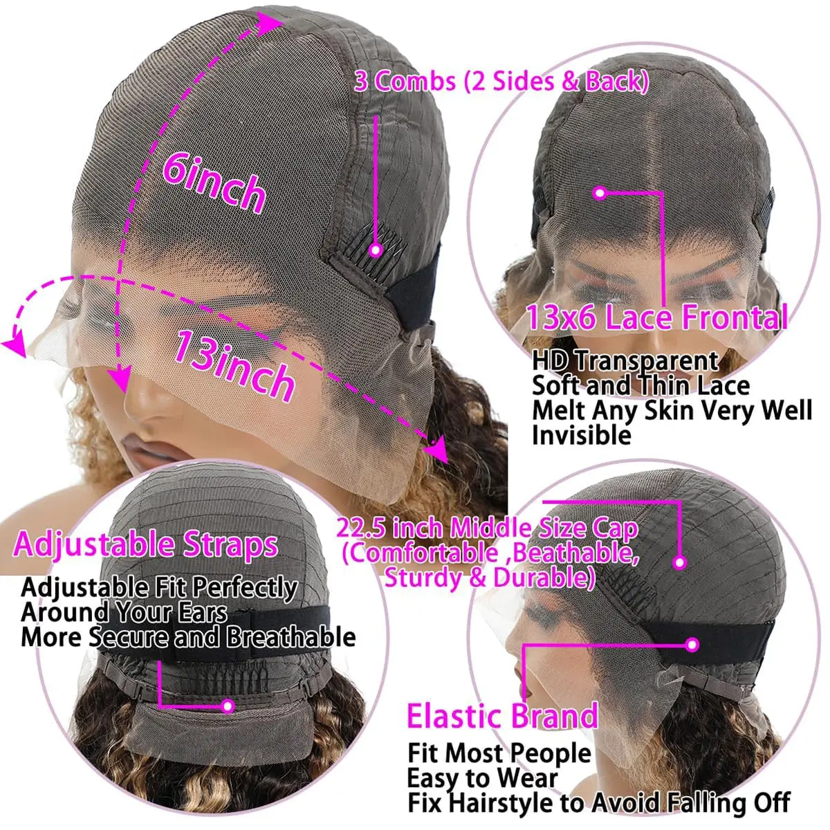 100% شعر بشري مجعد تسليط الضوء على أومبير الباروكات موجة عميقة 13x4 Hd الدانتيل الجبهة الباروكات العسل البني 13x6 الدانتيل الباروكة الأمامية المياه البرازيلي