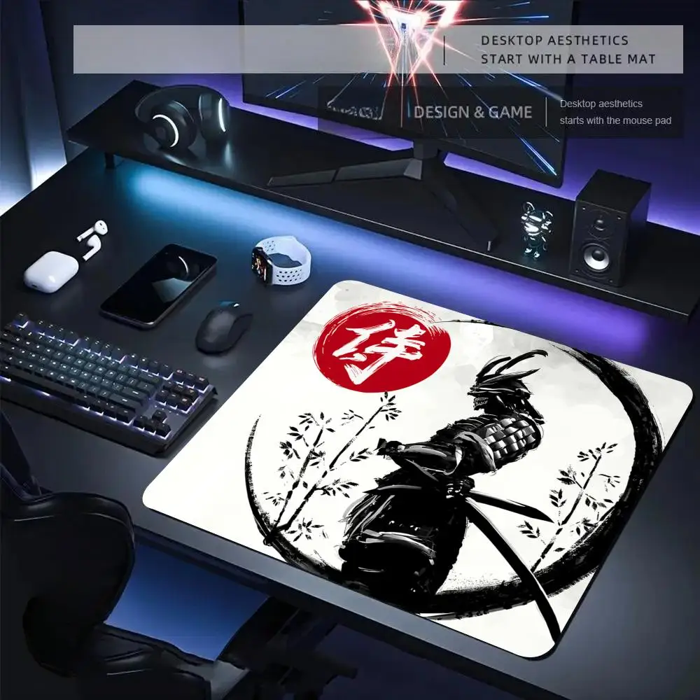 

Black Art Samurai Design Mouse Pad Desk Mat Gaming mats with Stitched Edge Durable Non-Slip 40X45CM mousepads desk pad