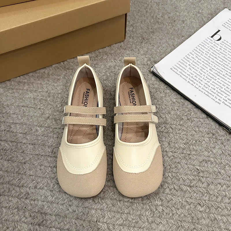 Flat Square with Round Head Combination Color Waterproof Table Fashion All Comfortable Non-slip Breathable Women's Single Shoes