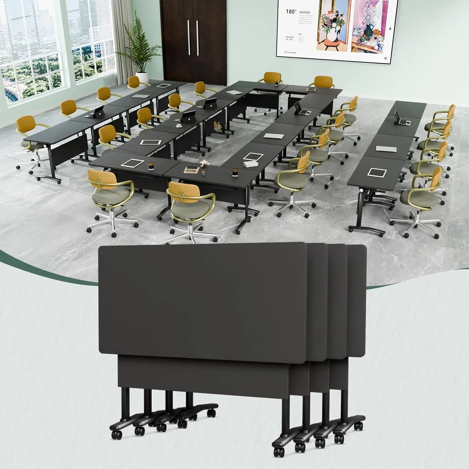 

2-Pack Foldable Meeting Table On Wheels Flip-Top Locking Mobile Training Desk For Office Classroom 47.2IN, Customized