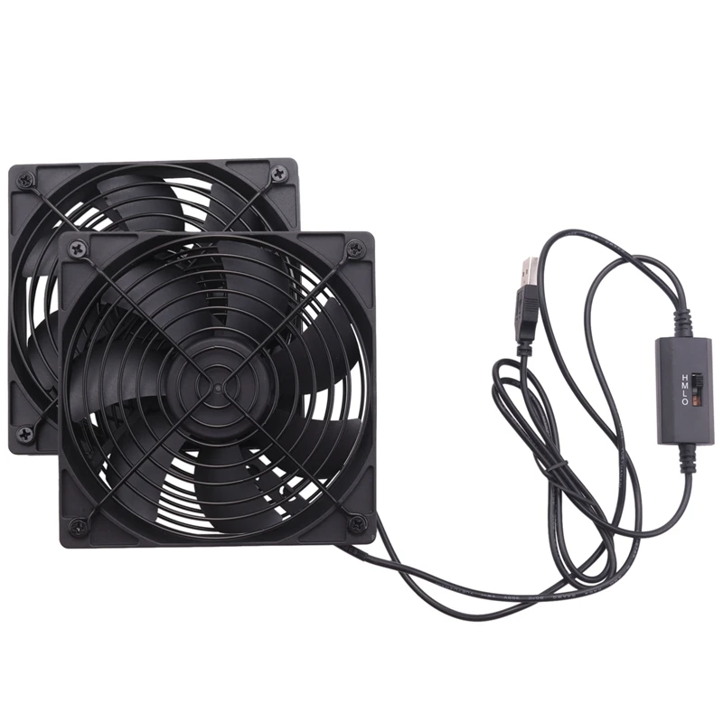 Dual 120Mm 5V USB Powered PC Router Fans With Speed Controller High Airflow Cooling Fan For Router Modem Receiver